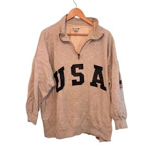 Vintage 80 Avenue Sport  Embroidered USA Quarter Zip Pullover Sweatshirt 18/20